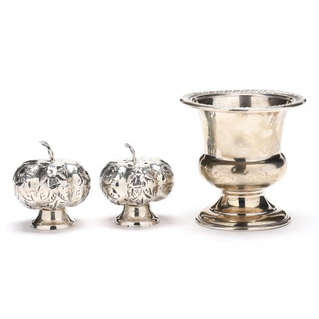 THREE STERLING SILVER TABLE
