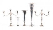 THREE STERLING TRUMPET VASES A