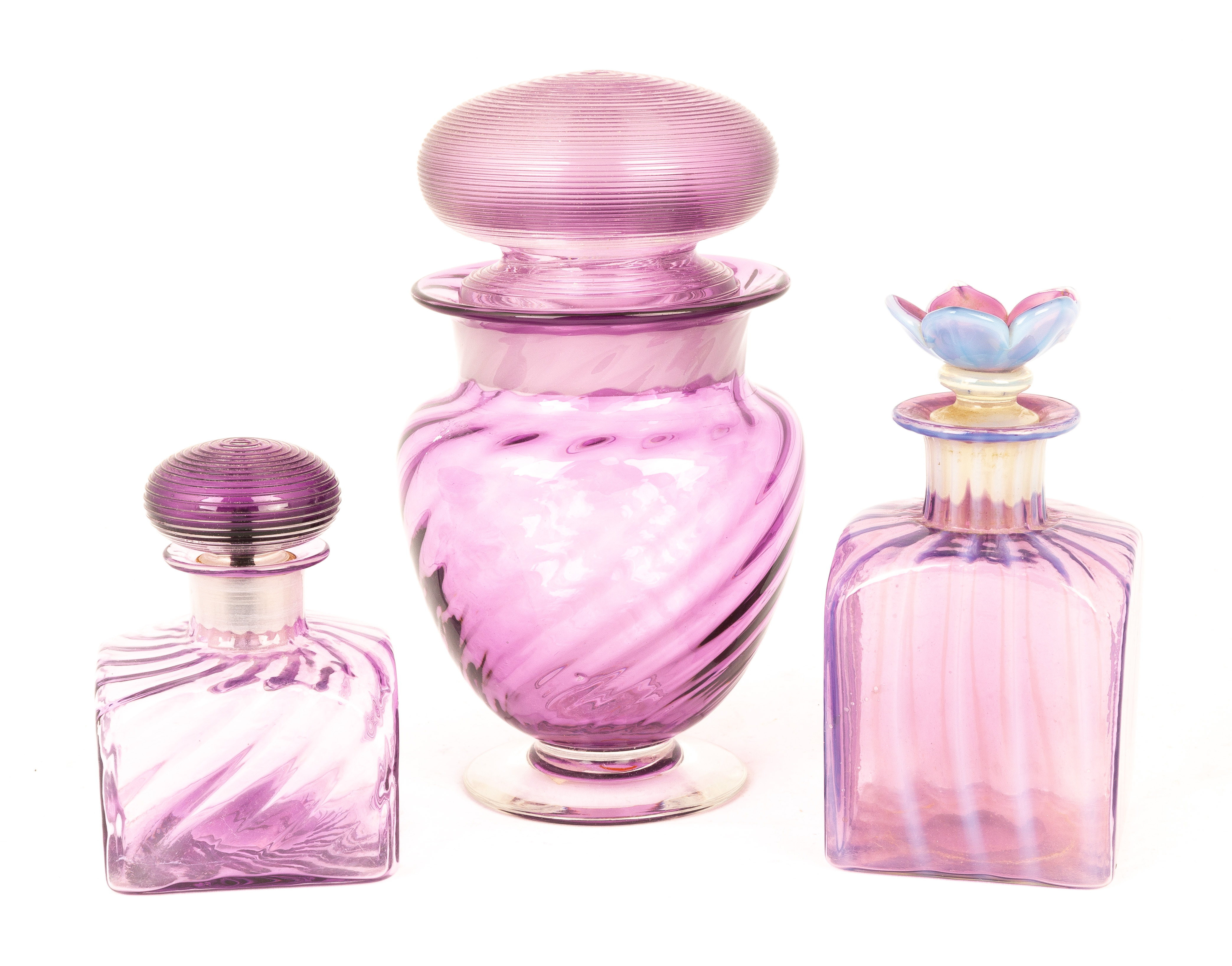 THREE STEUBEN AMETHYST PIECES