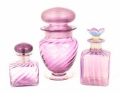THREE STEUBEN AMETHYST PIECES