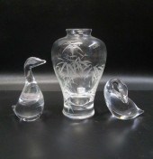 THREE STEUBEN ART GLASS PIECES