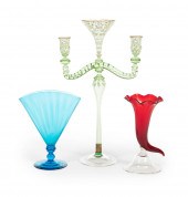 THREE STEUBEN ART GLASS TABLEW