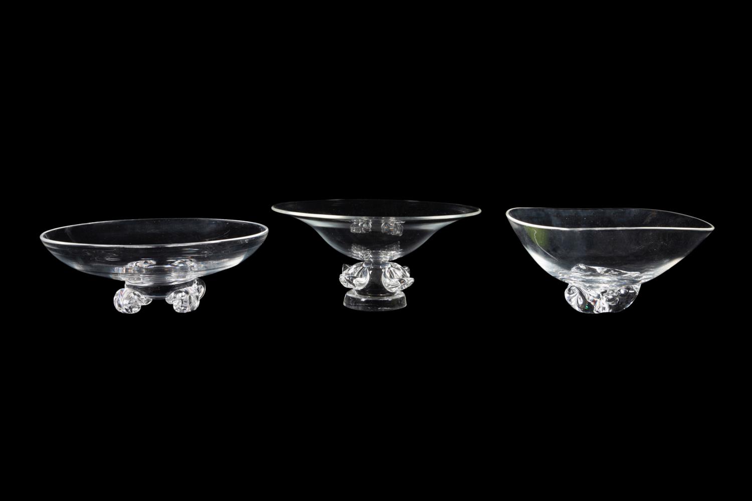 THREE STEUBEN CLEAR CRYSTAL