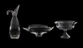 THREE STEUBEN CLEAR CRYSTAL TA