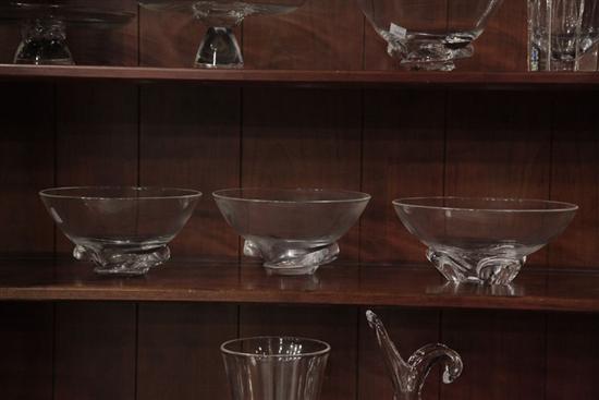 THREE STEUBEN CRYSTAL BOWLS. A pair