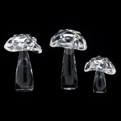 THREE STEUBEN CRYSTAL MUSHROOM