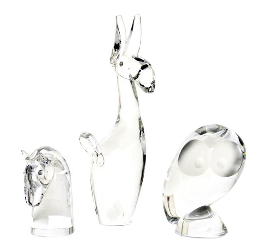 *Three Steuben Glass Animal Figures
