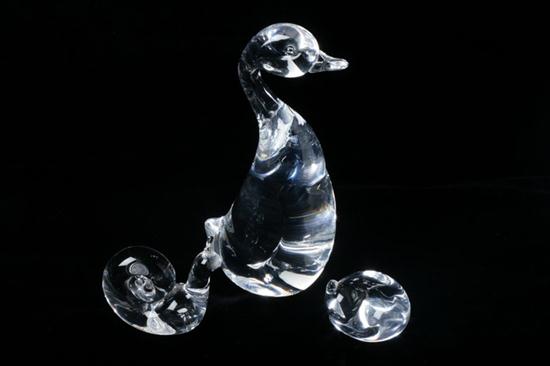 THREE STEUBEN GLASS ANIMALS.