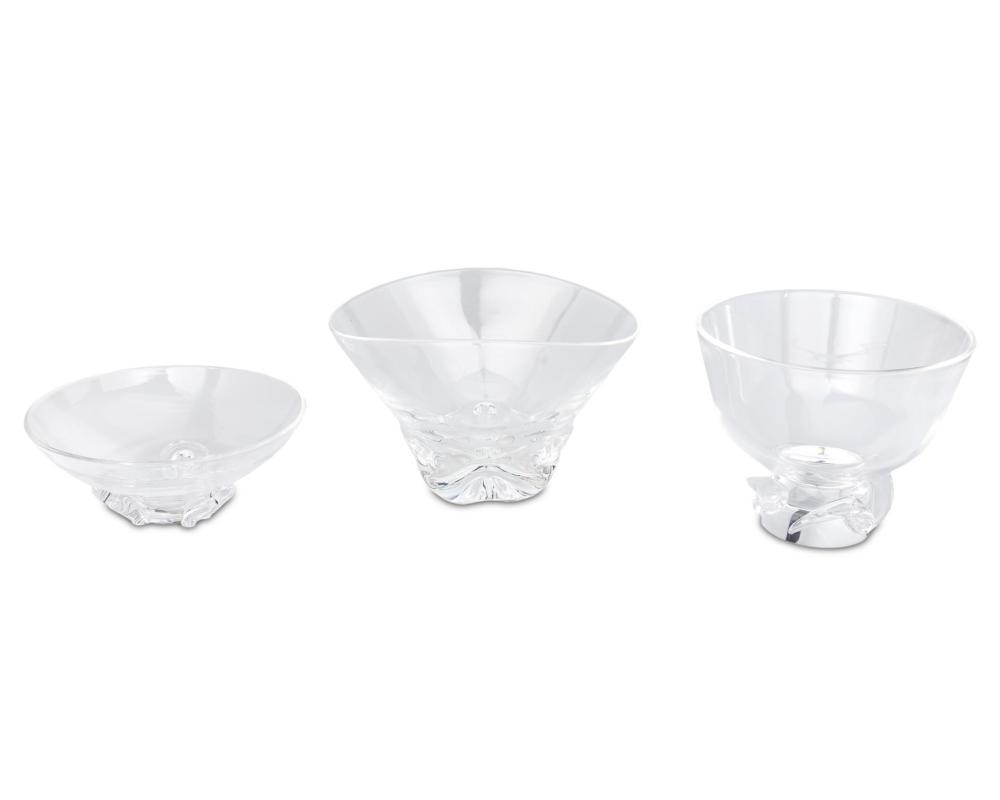 THREE STEUBEN GLASS BOWLSThree