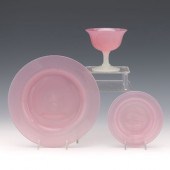 THREE STEUBEN ROSALINE DISHES