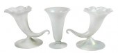 THREE STEUBEN STYLE WHITE IRID