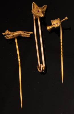 Three stick pins of hunting
