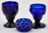 THREE STIEGEL TYPE COBALT GLAS