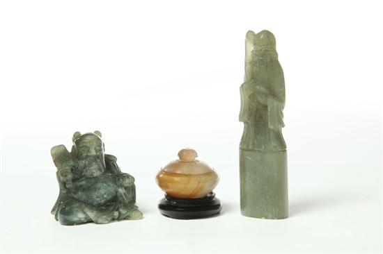 THREE STONE CARVINGS.  Asian 