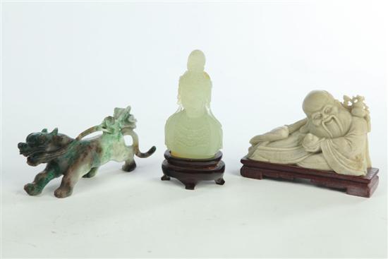 THREE STONE CARVINGS.  Asian 