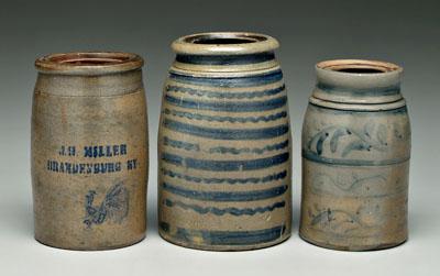 Three stoneware canning jars: