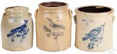THREE STONEWARE CROCKS, 19TH C