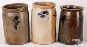 THREE STONEWARE CROCKS, 19TH C