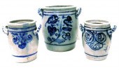 Three stoneware crocks includi