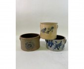 Three stoneware crocks, one bu