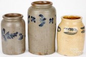 THREE STONEWARE JARS, 19TH C.T