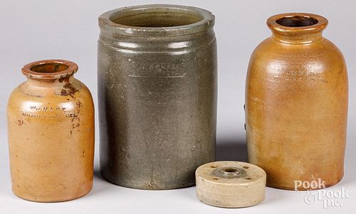 THREE STONEWARE JARS, 19TH