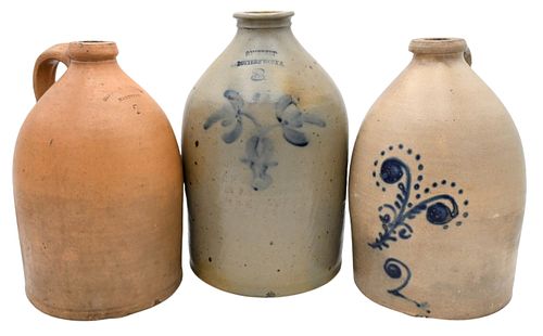 THREE STONEWARE JUGS TO INCLUDE