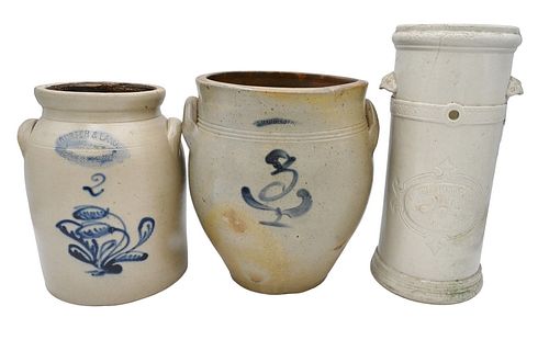 THREE STONEWARE PIECES, TO