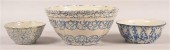 THREE STONEWARE POTTERY MIXING