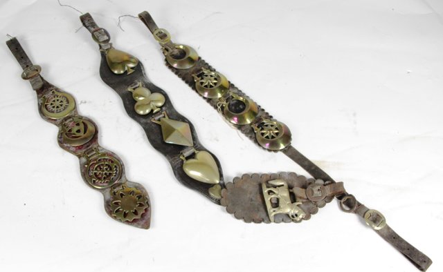 Three straps each set with four