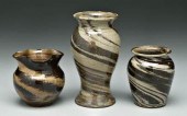 Three swirl pottery vases: pin