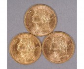 Three Swiss Helvita 20 francs