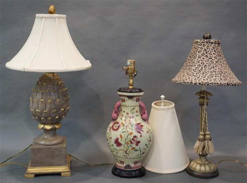 THREE TABLE LAMPS, HEIGHT OF