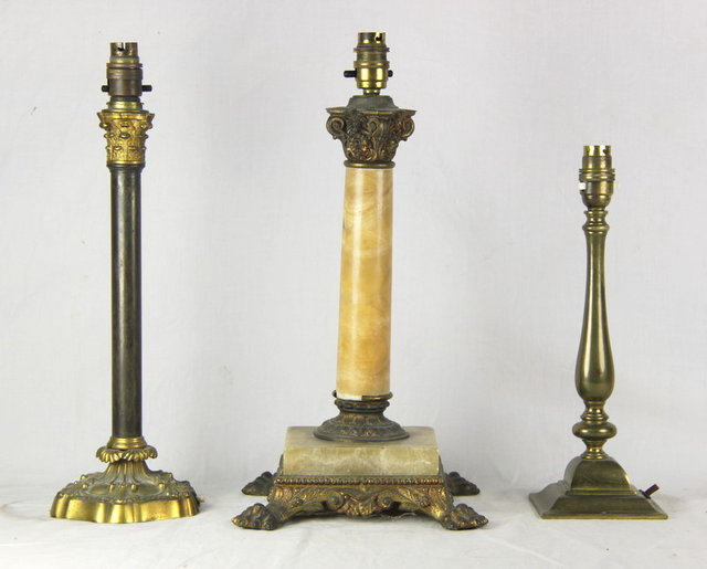 Three table lamps in brown