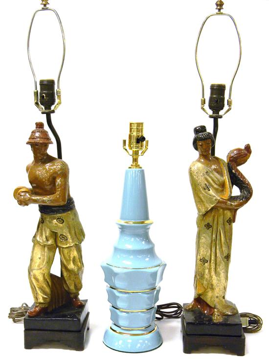 Three table lamps including: