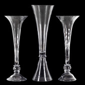 THREE TALL BLOWN GLASS CENTERP