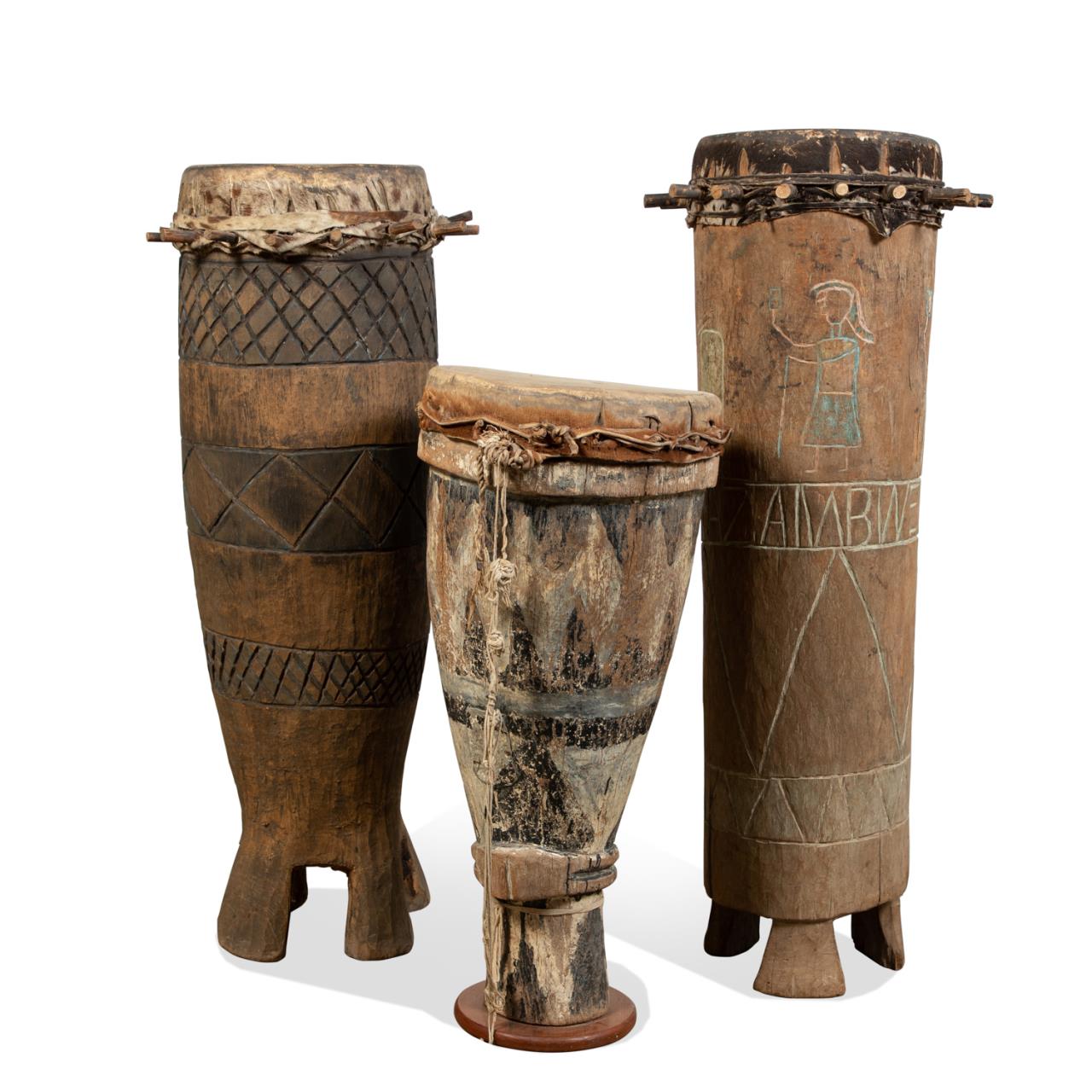 THREE TALL WEST AFRICAN CARVED WOOD