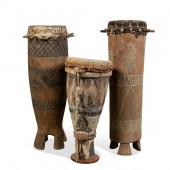 THREE TALL WEST AFRICAN CARVED
