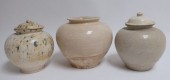 THREE TANG LIDDED JARSThree ov
