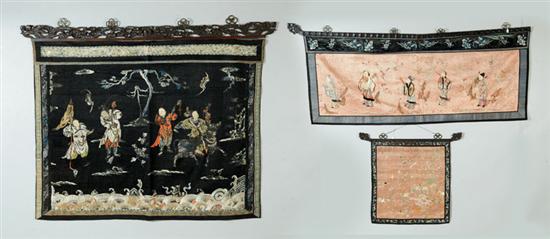 THREE TAPESTRY PANELS.  Asian  late