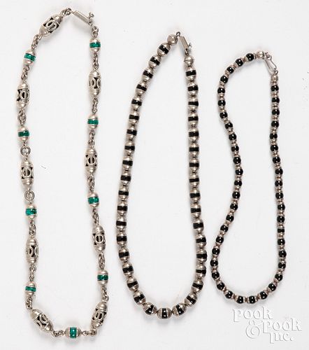 THREE TAXCO SILVER NECKLACESThree