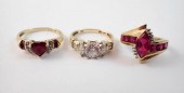 THREE TEN KARAT YELLOW AND WHI