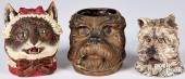 THREE TERRA COTTA ANIMAL HEAD