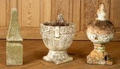 THREE TERRACOTTA CAST STONE GA