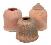 THREE TERRACOTTA RHUBARB FORCE