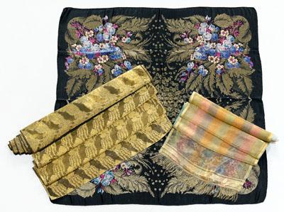Three textiles, gilt metallic