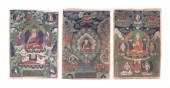 THREE THANGKAS. Possibly Tibet