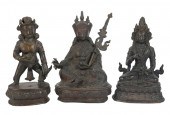THREE TIBETAN BRONZE FIGURESTh