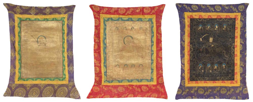 THREE TIBETAN THANGKAS LATE 19TH