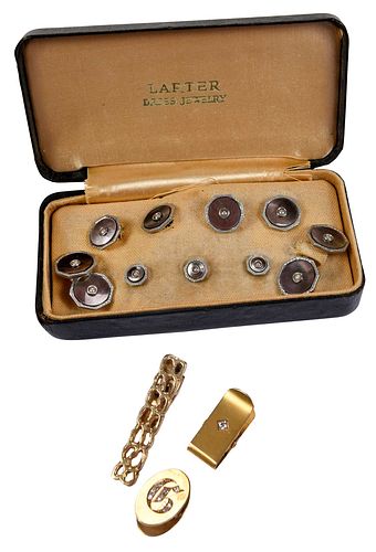 THREE TIE CLIPS WITH DIAMONDS AND